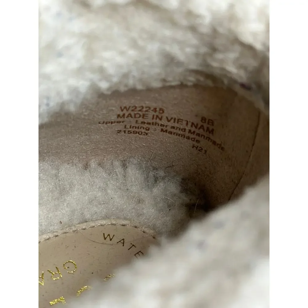 Cole Haan Grandseries Tan Suede Snow Boots Faux Shearling Cloudfeel Women Size 8